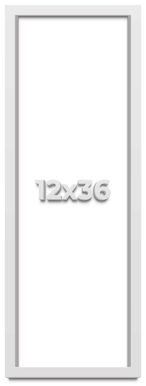 12x36 Slim Profile White Picture Frame - UV Acrylic, Foam Board Backing, Hanging Hardware